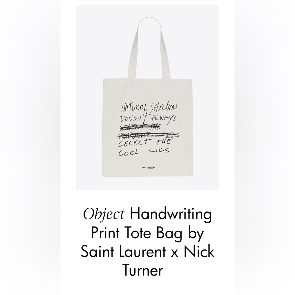 Saint Laurent x Nick Turner Handwriting Print Tote Bag